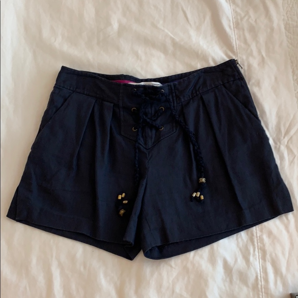 DVF tie front, side zip sailor shorts